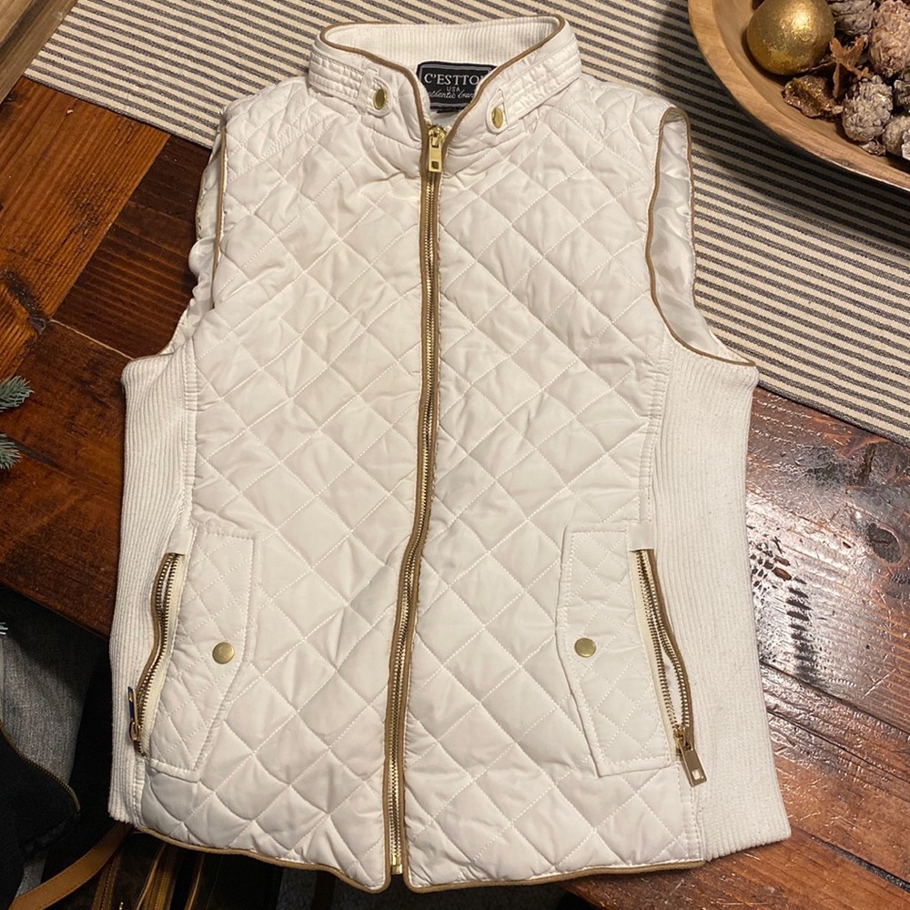 White puffer vest